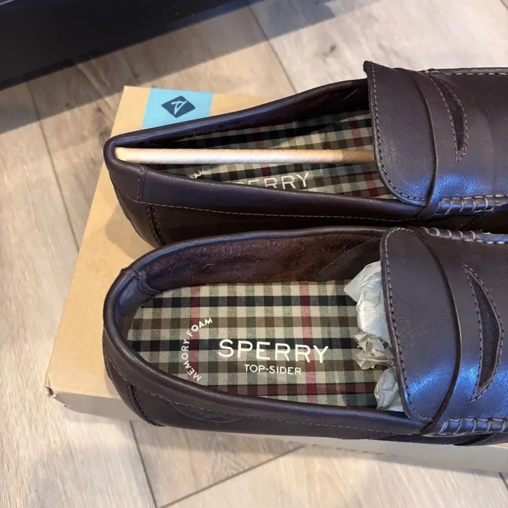 Sperry Men’s Wave Driver Penny Loafer Dark Brown NEW in box Size 9.5 Memory Foam